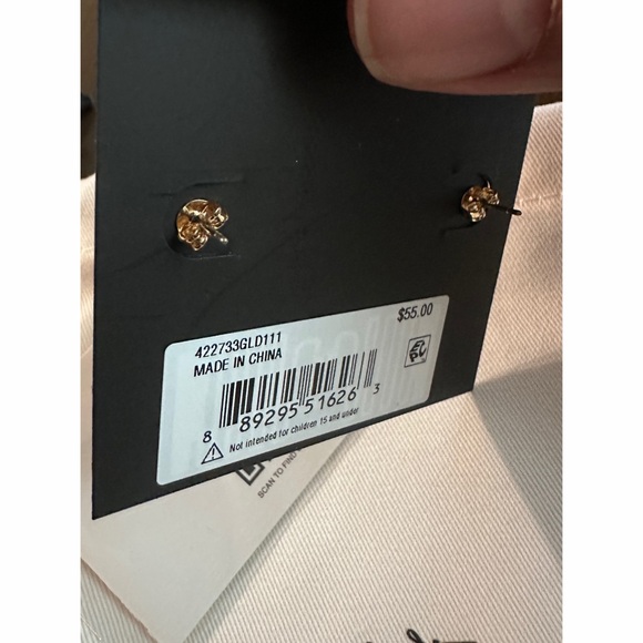 Coach Gold Heart Earrings with Crystal Accent - Picture 5 of 5